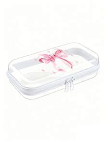Pink Bow Transparent Makeup Bag, Multifunctional Storage Box,Hair Accessory Storage Box, Ring Necklace Accessories, Storage Box Jewelry Storage Box Medicine Storage Box, Portable Travel Medicine Box ,Christmas Gift - Multicolor - View 12