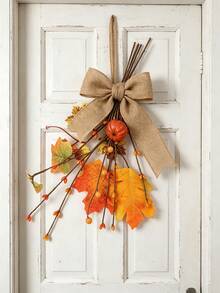 1/4/8pcs Artificial Pumpkin Maple Leaf Berry Branch, Handmade Twisted Autumn Harvest Floral Stem, DIY Vase Wreath Accessory, Suitable For Thanksgiving Halloween Autumn Home Table Party Decoration - Multicolor - View 10