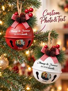 1pc Personalized Photo Memorial Bell Christmas Ornament, Custom Text In Memory Of Loved One Metal Bell,Jingle Bell Ornament 2026,Christmas Tree Hanging Decoration, Bereavement Sympathy Remembrance Keepsake Gift,Christmas Gift - Multicolor - View 1