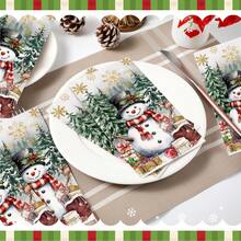 Christmas Snowman Guest Paper Napkin For Decoupage 2 Ply Elk Snowflake Xmas Napkin Winter Cocktail Hand Towel For Party Table Dinner Bathroom - Style 1 - View 3