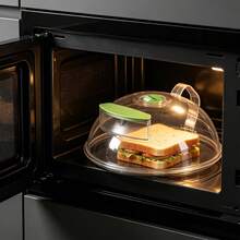 Leeamhome Clear Green PC Microwave Food Cover Dome Splash Guard With Handle Steam Vent For Kitchen Food Heating Storage - Clear, Green - View 2