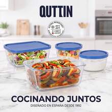 KIWI QUTTIN | مجموعة من 2 حاوية طعام زجاجية مستديرة للثلاجة، سعة 1.55 لتر / 2.7 لتر، بطانية محكم الإغلاق مع إغلاق بالتبويب، زجاج متين، غسيل يدوي فقط - 1.55 لتر / 2.7 لتر دائري - مشاهدة 4
