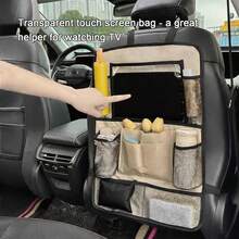 1pc Car Storage Hanging Bag, Car Seat Back Storage Pouch, Simple Portable Large Capacity Organizer, Black/Khaki/Rose Red Multiple Colors Available - A - View 3
