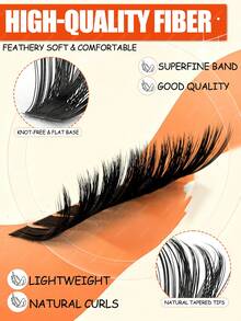 720/684/648/120 Clusters Lashes D Curl Thick Fluffy Fish Tail Eyelashes High Capacity, DIY At Home, Fake Lashes Book Beginner Friendly Kit, Long Lasting Eyes Makeup, Segmented Lashes Extensions Lightweight Bundle Lash With Lash Glue, Tweezers, Brush - Burnt Orange - View 10