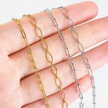 1m Stainless Steel Oval Chain Square Frame Embossed Chain Handmade Chain Suitable For DIY Necklace Bracelet Jewelry Accessories - Stainless Steel Chain - View 5