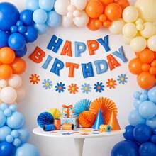 Bộ 4 miếng banner nỉ Happy Birthday nhiều màu, cờ chữ kèm dây treo, đồ trang trí tiệc sinh nhật bằng nỉ, phông nền trang trí tiệc Baby Shower - A - Xem 9