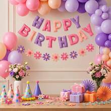 Bộ 4 miếng banner nỉ Happy Birthday nhiều màu, cờ chữ kèm dây treo, đồ trang trí tiệc sinh nhật bằng nỉ, phông nền trang trí tiệc Baby Shower - A - Xem 3
