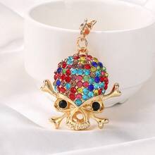 1pc Cool Jewelry Skull Rhinestone Car Keychain Key Ring Key Chain Gift Metal Pendant Halloween Party Keychain Autumn - Multicolor - View 9