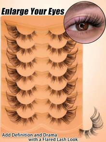7 Pairs Cat Eye Style False Eyelashes, Graduated Width Strip Lashes, Layered Voluminous And Outer Corner Elongated, Black Dynamic Style, Suitable For Glamorous Makeup, Date Night, Party, Ball, Wedding Guest Look And Daily Makeup - Black - View 5