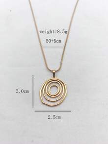 1pc Minimalist Exaggerated Stainless Steel Geometric Circle Gold Plated Necklace, Unisex, Daily Wear, Daily Gift, Holiday Gift, Niche Luxury - Multicolor - View 10