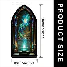 Bookend Bookshelf Study Room Decor, Premium Acrylic Material, Comfortable Glowing Bookshelf Corner, Ideal Choice For Book Lovers, Colorful Glass Flame-Shaped Feather And Glowing Candle Design, Book Lover Gift, Housewarming Gift, Christmas Gift - A - View 6