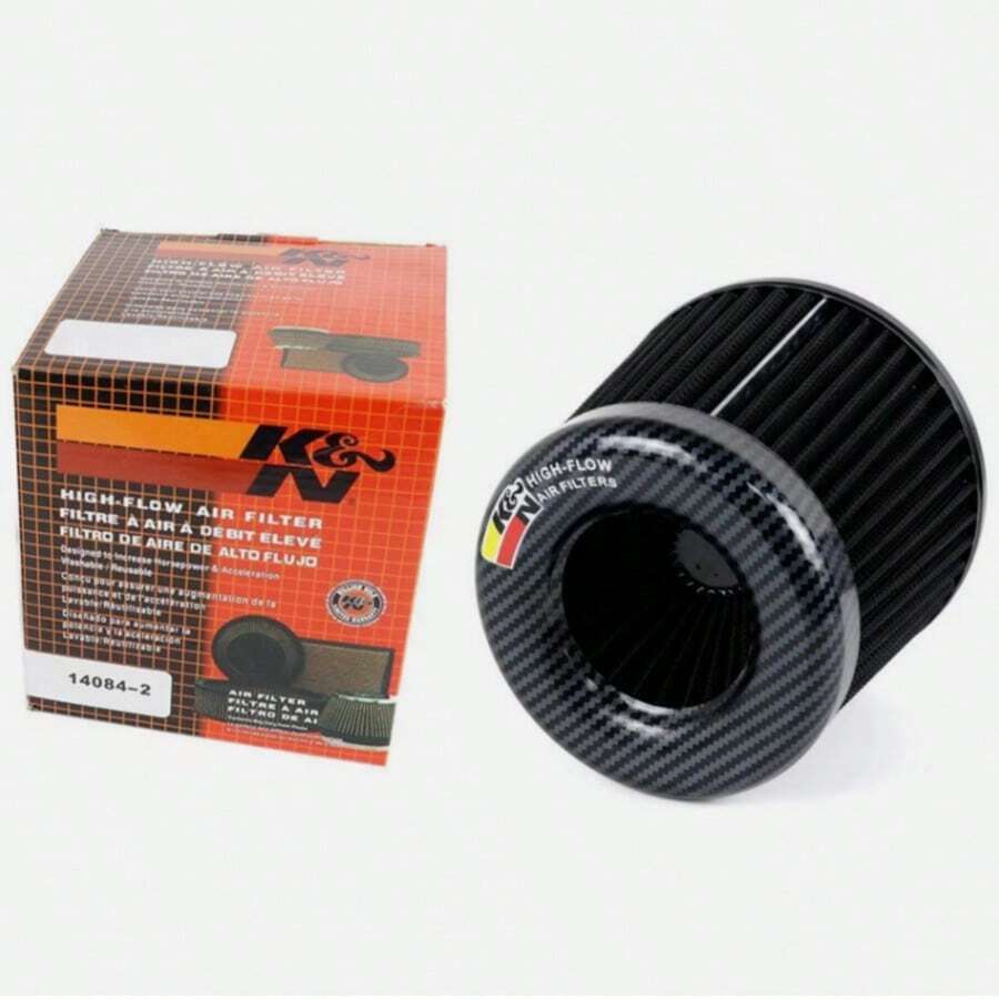 Black K&N 3inch 76mm Super Power Air Filter High Flow Performance Intake Cleaner - A - View 1