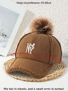 1pc Women's Thick Baseball Cap Embroidered Letter, Fashionable Vacation Cool Casual Autumn/Winter - Multicolor - View 4
