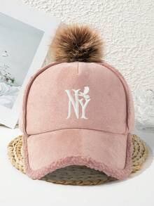 1pc Women's Thick Baseball Cap Embroidered Letter, Fashionable Vacation Cool Casual Autumn/Winter - Multicolor - View 7