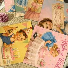 24 Lembar Kertas Scrapbook Vintage Bertema Ulang Tahun Anak-Anak, Kertas Latar Belakang Kado Pesta Kue Anak-Anak Nostalgia Ukuran 6 Inci, Tanpa Pola Berulang, Cocok untuk Bullet Journal, Junk Journal, Latar Belakang Kartu Ucapan, Album Foto, dan Kerajinan Tangan DIY - Square - View 7