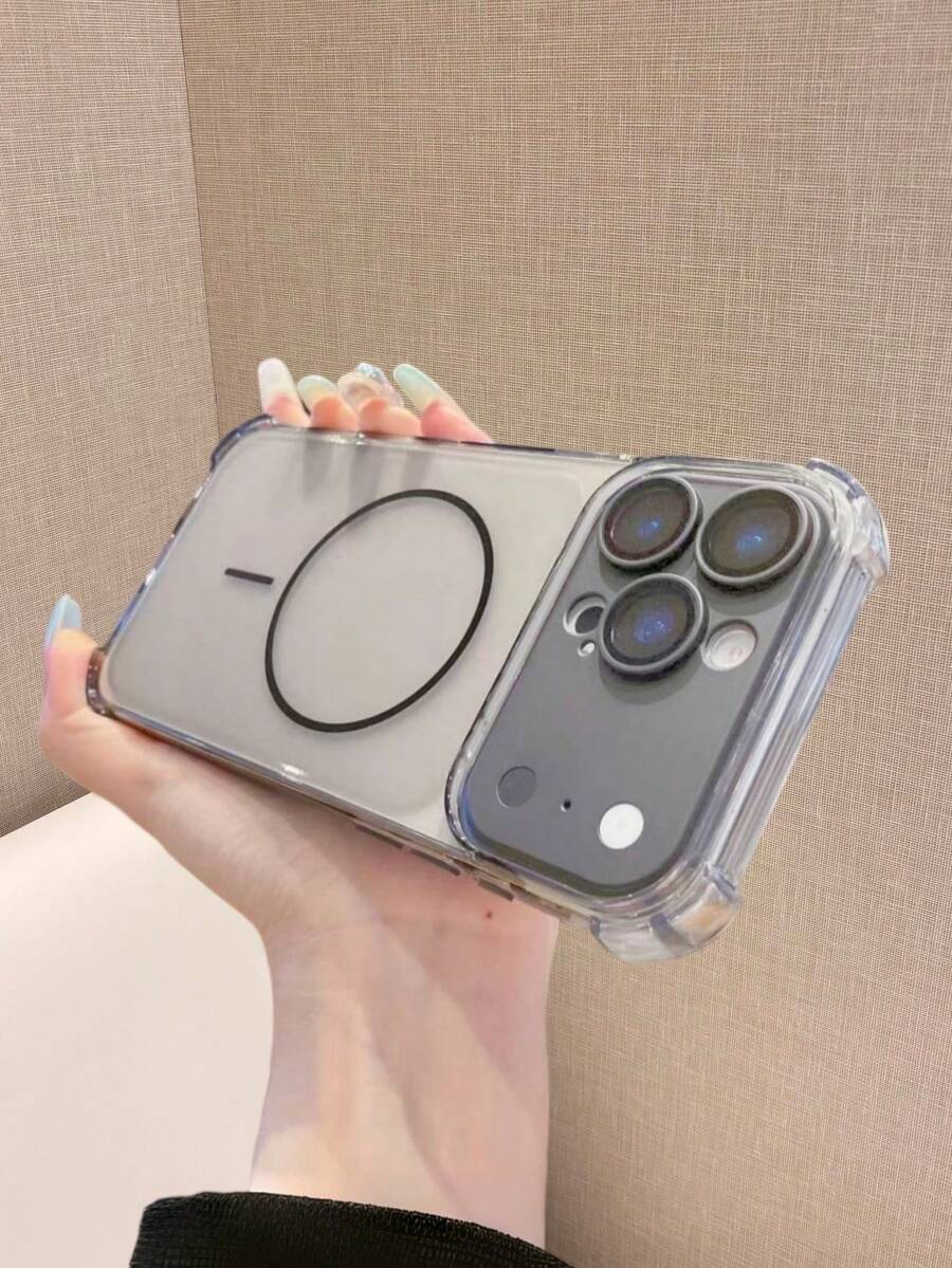 極簡黑色防摔磁吸手機殼,透明邊框支撐,全方位保護,相容 Apple 17/16/15/14/13 Air/17 Pro Max,支援無線充電,磨砂質感,全鏡頭保護,適合男女性與青少年,適用日常通勤、商務、學校、辦公室、夏季戶外旅行場景,1 件防滑防指紋高級極簡保護手機殼 - 黑色 - 查看 1