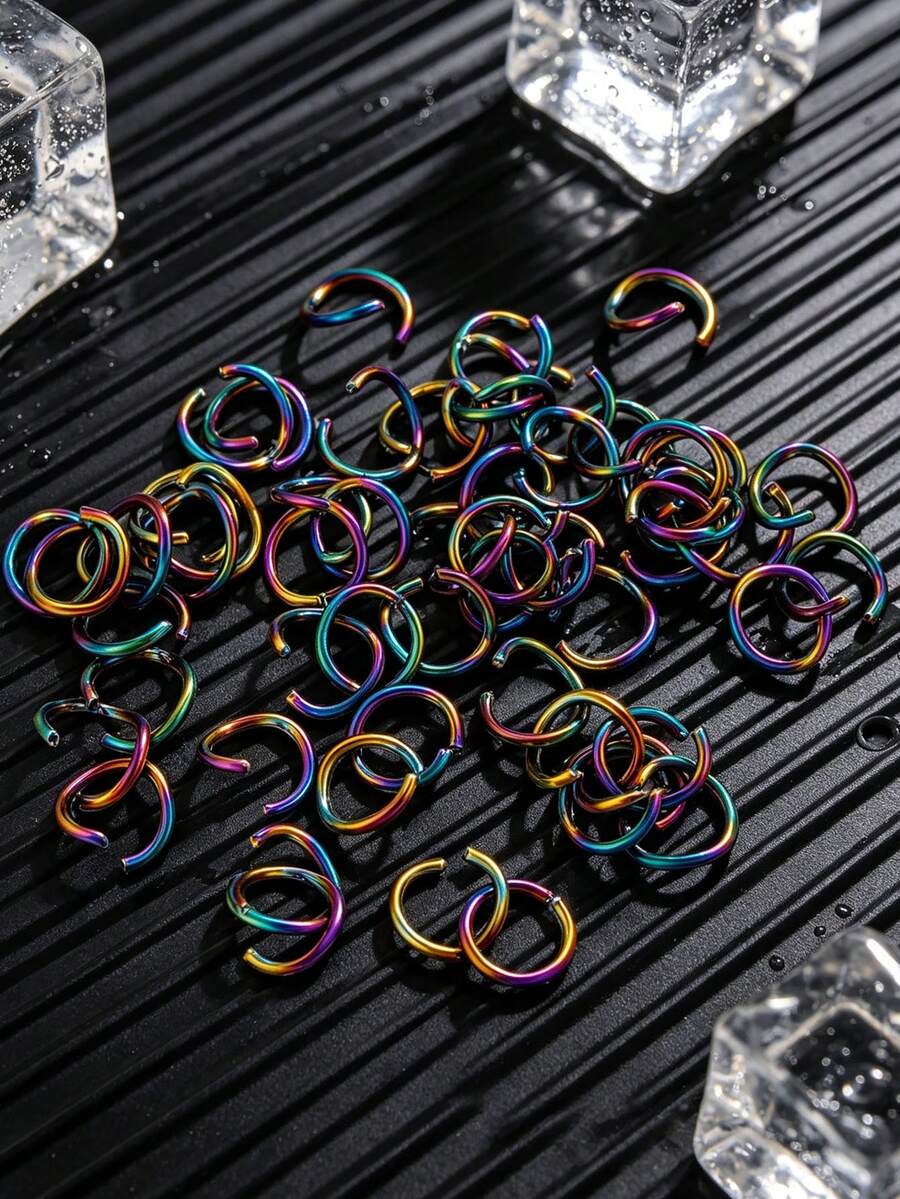 100個不鏽鋼彩虹跳環 連接環 手鍊與項鍊吊墜 DIY 手作珠寶配件 - 彩色 - 查看 1