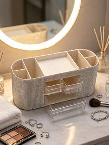 Kệ đựng mỹ phẩm nhiều ngăn đính đá rhinestone sang trọng, giá để cọ trang điểm để bàn có ngăn kéo, kệ lưu trữ mỹ phẩm phân ngăn đa năng, thiết kế đá rhinestone lấp lánh cho bàn trang điểm đựng son môi, chì kẻ mày, bông phấn, dung tích lớn phân loại gọn gàng, vẻ ngoài đính đá bling tinh tế, trang trí bàn trang điểm phòng ngủ, quà tặng nữ tính, có thể đựng cọ trang điểm, kẹp mi, phấn mắt, trang sức và vật dụng nhỏ, chống bụi và ngăn nắp, phong cách Ins - Nhiều màu - Xem 16