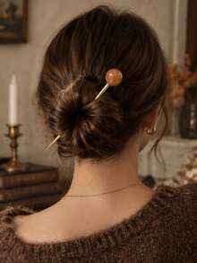 1pc Vintage Elegant Minimalist Round Ball Hair Stick Women Hair Accessory For Daily, Holiday And Party Wear - Multicolor - View 1