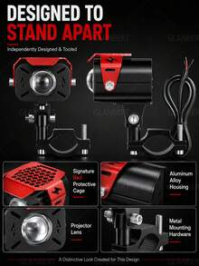 GLANBERT Ultra Bright Motorcycle LED Spot Lights, Dual Color White ...