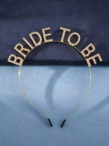 1pc Premium Alloy Sparkling Rhinestone BRIDE TO BE Letter Headband, Bridal Wedding Dress Accessory, Wedding Party Bride-To-Be Hair Accessory, Valentine's Day Outfit Accessory - Silver - View 7
