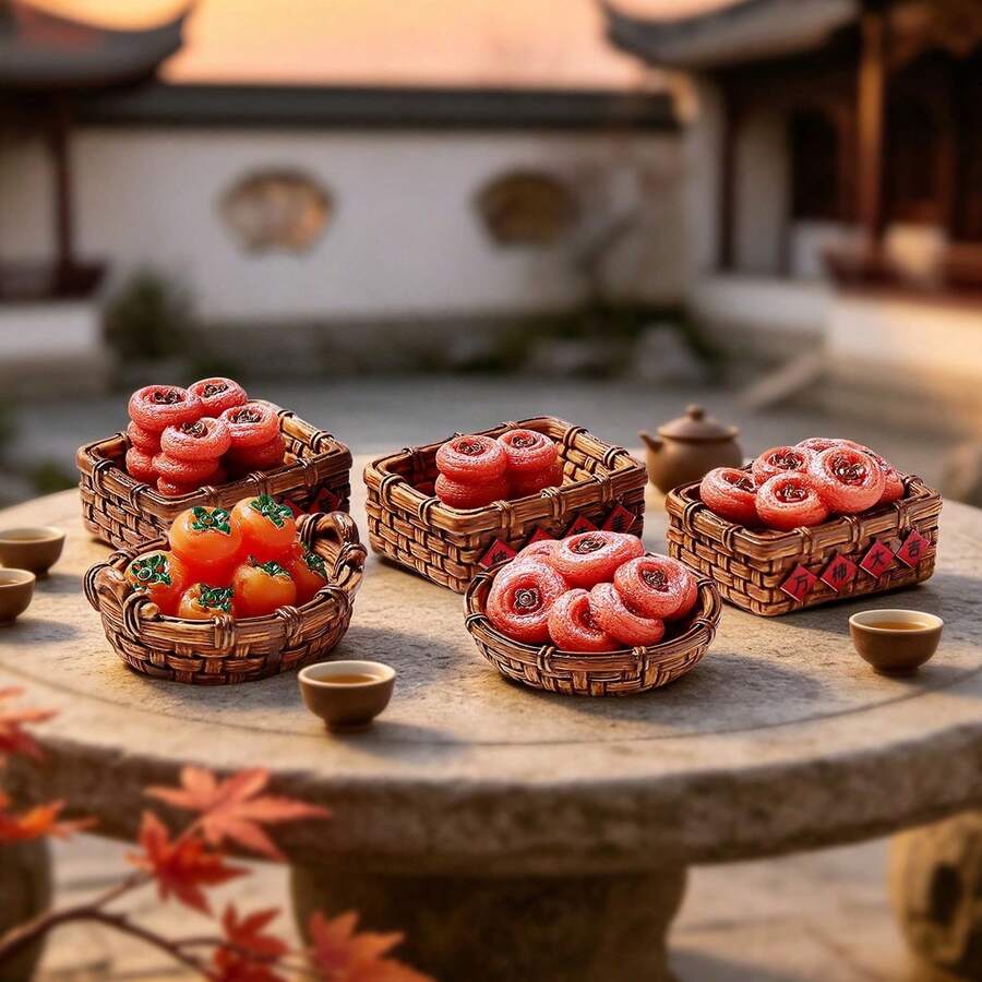 1pc Creative Miniature Realistic Persimmon Food Toy DIY Decoration Accessory Dollhouse Landscape Mini Ornament - A - View 1