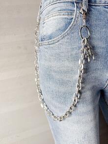 Cross Chain Pants Chain, Rhinestone Waist Chain With Lobster Clasp Pendant, Wallet Chain, Vintage Chain, Double Layer Chain, Hip Hop Punk, Jeans Chain, Pocket Chain, Key Chain, Multi-Element - Multicolor - View 2