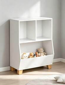Mueble de Almacenamiento Infantil Blanco, Estante de 3 Niveles para Juguetes y Libros, Patas de Pino, para Dormitorio de Niños - Blanco - Ver 1