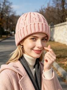 1 Ribbed Knit Beanie Simple Solid Color Loose Large Hat Men's And Women's Autumn And Winter Warm Ear Protection Wool Hat - Multicolor - View 7