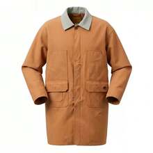 Timberland Jaket Windbreaker Kasual Pria Model Baru untuk Aktivitas Luar Ruangan, Kerah Lipat, Panjang Sedang - Mocha Brown - View 4