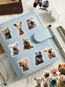 50pcs Funny Animal Face Stickers, Cute Realistic Design, Suitable For Skateboard, Phone Case, Laptop, Refrigerator, Luggage, Bedroom Door, Tablet, Diary, Etc., Perfect For DIY Decoration, Learning Reward, Birthday Gift - Multicolor - View 2
