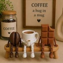 3/1pc Exquisite Movable Coffee Cup, Cute Coffee Bean, Moka Pot, Chocolate Mini Model Decor, Suitable For Cafe, Living Room, Bedroom, Study, Bar, Home Decoration, Creating A Relaxed And Cozy Atmosphere Stylish Display Model - Material Upgrade - View 1