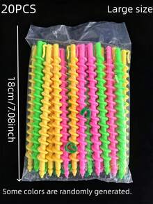 20-Piece Set Of Spiral Curlers For Long Hair (Random Colors) – DIY Hair Styling Tools, Hair Accessories For Women And Stylists - Multicolor - View 8