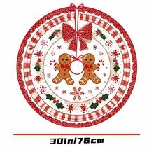 1pc Christmas Tree Skirt, Classic Snowflake Trim, Drawstring Closure, Round Christmas Tree Base, Winter Party And Home Holiday Decoration (Fits Standard Size Christmas Tree), Christmas Ornament, Christmas Tree Decoration - SDS - View 11