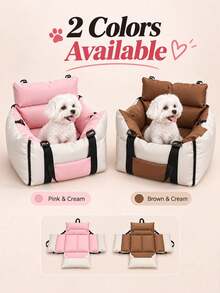 Pet Car Seat For Small Dogs & Cats, Portable Travel Carrier & Hand Carry Dog Bed, Detachable Washable Pet Booster Seat, Soft Car Safety Bed For Travel - Multicolor - View 4
