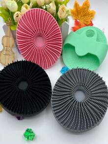 1pc Hollow Silicone Bath Scrub Brush, Wall-Mounted Design With Built-In Hanging Hole For Easy Hanging And Drainage To Prevent Bacteria Growth, Soft Touch Brush Head Gently Exfoliates Dead Skin, Flexible Silicone Material Durable And Easy To Clean, Portable Bathing Essential For Home Daily Use And Travel - View 7