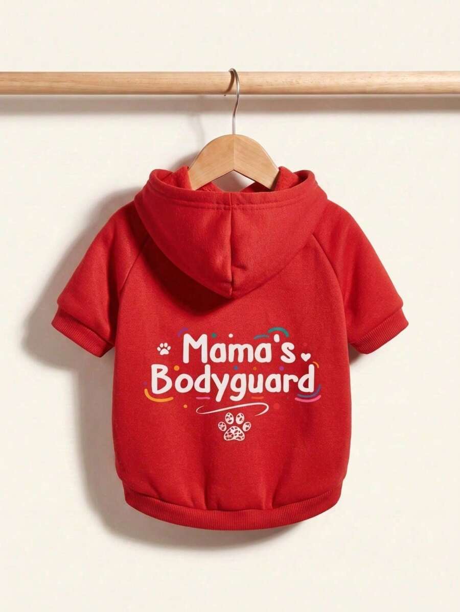 LUCKIE PAL 1pc Mama's.Bodyguard Slogan Print Pet Sweatshirt, Anti-Flea, Reduce Shedding, Thermal Insulation, Breathable, Suitable For Cats And Dogs, Indoor And Outdoor - Multicolor - View 1