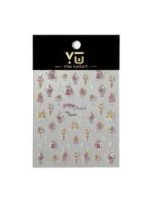 1 Sheet Jelly Shell Light Christmas Ice Cream Nail Stickers, Shiny Cute Girly Self Adhesive Nail Art Decorations - Multicolor - View 4