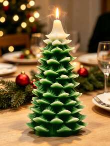 1pc Creative Christmas Tree Shaped Scented Candle, Christmas Decoration, Holiday Decor Gift, Suitable As Christmas Gift For Family And Friends - Multiple Styles - View 3