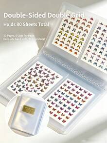 1 cuốn sổ lưu trữ sticker nail art trong suốt, 20 trang, 80 ngăn, hai mặt, ngăn đôi, hộp đựng phụ kiện nail art, phù hợp cho làm nail DIY tại nhà và tiệm nail chuyên nghiệp - Trong sáng - Xem 1