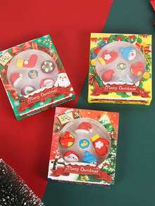 Rubber Eraser Small Gift Box Christmas Series Eraser Gift Box Christmas Small Gift Christmas Santa Claus Christmas Hat Crafts Christmas Gift Eraser - Multicolor - View 6