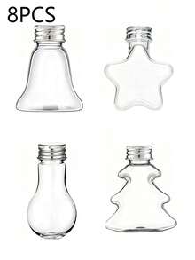 1/4/8/12pcs Refillable Christmas Tree Shaped Decorative Balls, Transparent Plastic Bottle Spheres With Hanging Pendant, DIY Fillable Color, Suitable For Christmas Tree, Holiday Party Decoration - Multicolor - View 8