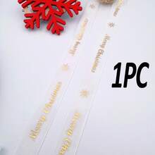 1PC 2.5cm Green & Ribbon With Gold Foil Christmas Holiday Decoration Gift Box Packaging Bow Ribbon, Christmas Decor Burgundy Velvet Christmas Letter Star Ribbon DIY Christmas Tree Bow Ribbon Webbing - Multicolor - View 17