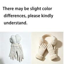 3-Piece Warm Winter Set, Touchscreen Gloves With Plush Earmuffs, Faux Fur Cuffs, Windproof And Cold-Resistant, Outdoor Commuting Accessories, Christmas And Halloween Gift - Multicolor - View 9