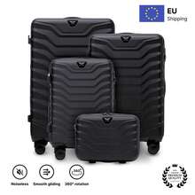 W WINGS Travel Luggage Set 4 Pcs | Vanity Case, Cabin, Medium And Large Suitcases With Spinner Wheels And Telescopic Handle - Black - View 3