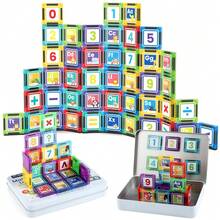 44Pcs Number And Letter Magnetic Tile Toy For Kid,Magnetic Learn Math Brain Game Toy For Child,Size 3.75cm Mini Magnet Building Block Toy Set - Multicolor - View 7