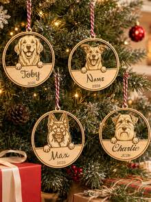 Customized Pet Hanging Ornament, Personalized Wooden Christmas Tree Decoration, Rustic Pet Hanging Tag, Customized Photo Name Keepsake, Customizable Image Holiday Home Decor, Christmas Gift For Dog Lovers, Christmas Stocking Filler, Family Christmas Gift, Suitable For Family And Friends - Multicolor - View 8
