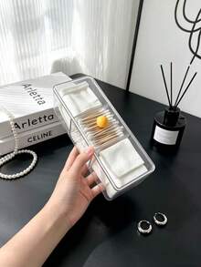 1pc Multi-Functional Desktop Cosmetic Storage Box, Colorful Ball Convenient Opening Handle, Thickened High-Transparency Dust-Proof Design, Freely Stackable Combination, Home Vanity Storage For Cotton Pads, Cotton Swabs, Lipsticks, Makeup Tools, Neat Storage Organizer - View 8