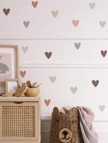3pcs PVC Wall Stickers, Modern Heart-Shaped Wall Decals For Home Decor, Spring Decoration Project To Refresh Your Home, Rama Decorative Stickers Gift For Birthday Graduation - Multicolor - View 3