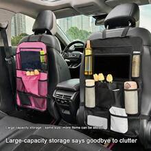 1pc Car Storage Hanging Bag, Car Seat Back Storage Pouch, Simple Portable Large Capacity Organizer, Black/Khaki/Rose Red Multiple Colors Available - A - View 5
